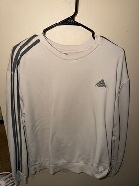 adidas White Sweatshirt with Gray Three-Stripes